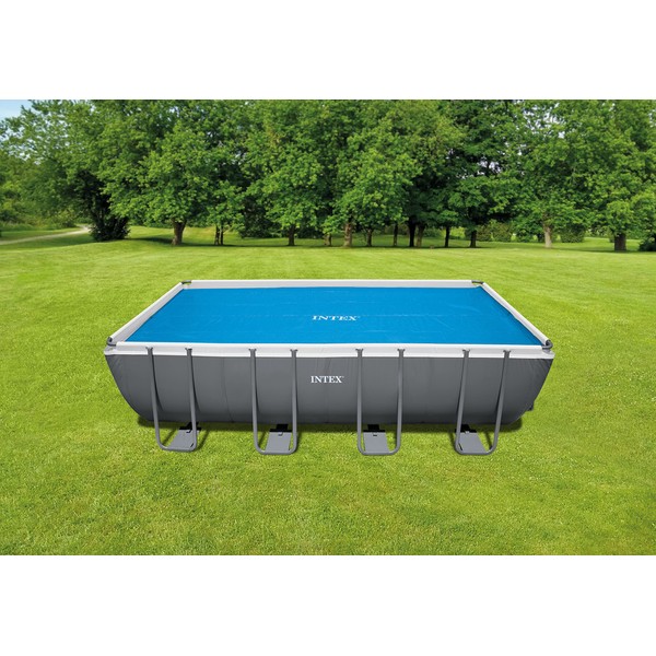 INTEX 28016E Solar Pool Cover: For 18ft Rectangular Frame Pools – Insulates Pool Water – Reduces Water Evaporation – Keeps Debris Out – Reduces Chemical Consumption