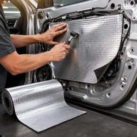 5mm Self-Adhesive Aluminum Foil Car Heat & Sound Insulation Mat, 19.69 x 78.74 in
