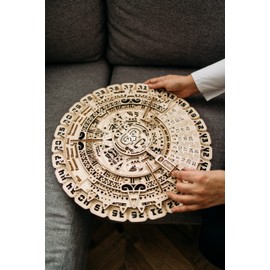 Wood Trick Mayan Wall Calendar Wooden Mechanical Model Kit - 16.1″ - 3D Wooden Puzzles for Adults, Assembly Constructor, Brain Teaser for Adults - Aztec Calendar