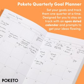 POKETO - Quarterly Goal Planner, 8.5" (Red) - 3 Months of Planning - Undated Planner - Monthly, Weekly, & Daily Goal Setting - Guided Journal - To Do List - Self Care & Wellness - 241 Open Pages