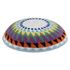 Zion Judaica Knit Quality Kippot Bulk Packs or Single Pieces Free Clips (1PC, Multi Color Sun Beam Supreme Quality)