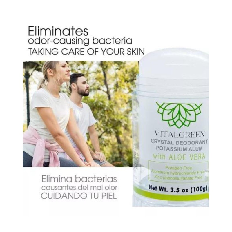 2 Pack Desodorante Cristal Alumbre Con Aloe Vera 100g Vital