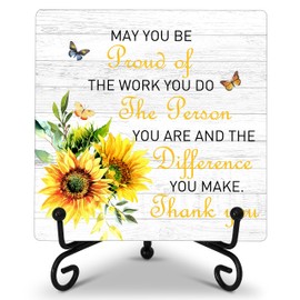 Inspirational Quote Office Desk Decor, May You Be Proud of the Work You Do, Wooden Plaque Sign With Iron Stand, Retirement Going Away Gifts for Coworkers, Appreciation Gifts for Team And Employees -10
