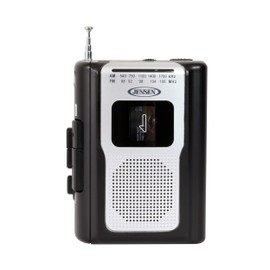 Jensen CR-100 Retro Portable AM/FM Radio Personal Cassette Player Compact Lightweight Design Stereo AM/FM Radio Cassette Player/Recorder & Built in Speaker (Black Series)