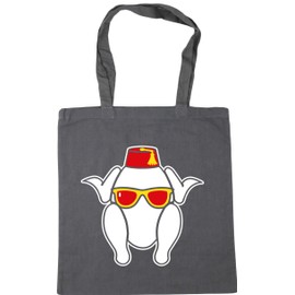 Hippowarehouse Thanksgiving Turkey wearing Sunglasses and Fez Tote Shopping Gym Beach Bag 42cm x38cm, 10 litres