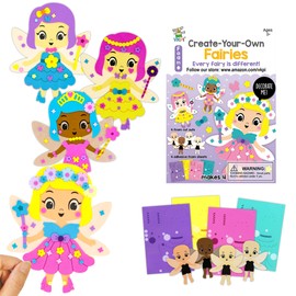 VKPI 4 Pieces EVA Foam Art Crafts Gift Kit, Creative Make Your Own Fairies, Cartoon Foam Paper Craft Projects for Kids Ages 4+ Toddler, Preschool Learning Toy for Birthday Party Favor Supplies