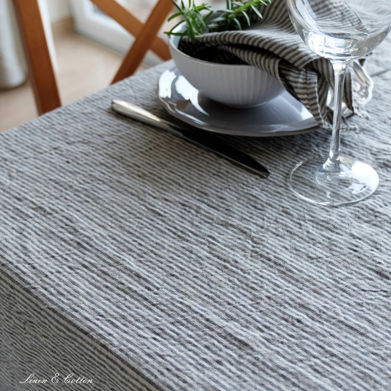 Linen & Cotton Luxury Stonewashed Tablecloth BJORN, 100% Linen -