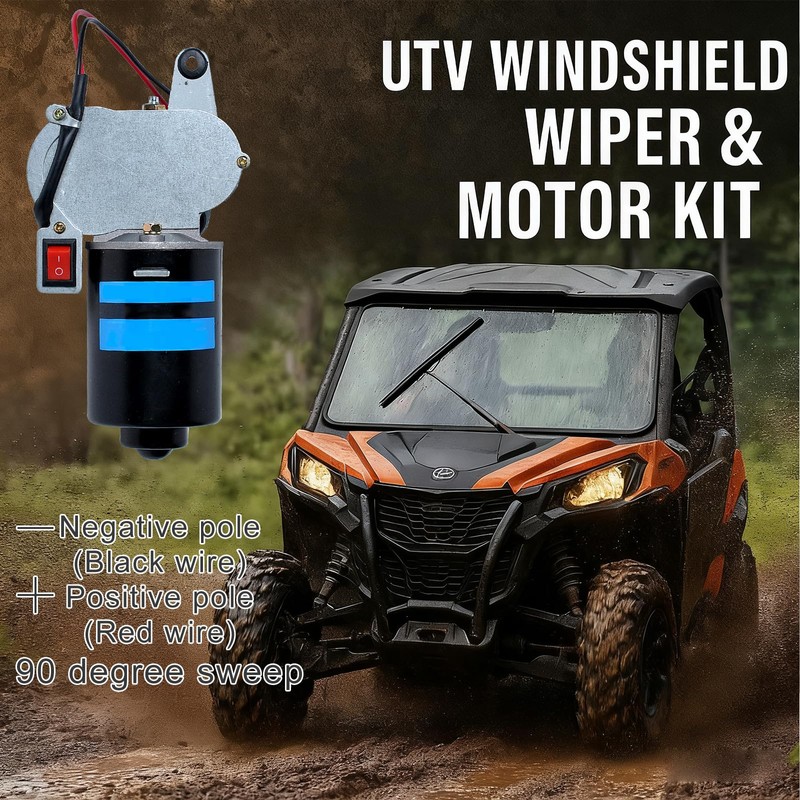 Wadoy UTV Windshield Wiper Motor Kit 12V Compatible with Polaris