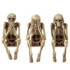 Veronese Design 4 Inch Sitting Skeleton See No Evil Hear No Evil Speak No Evil Polyresin Sculpture Home Decor Figurine