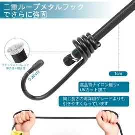 OEM ASSIVE Guard Band, Car Cover, Windproof Rope, 0.3 inch (8 mm), Multi-functional, Windproof Belt, High Strength Bungee Cord, Shock Cord, Elastic Cord, Adjustable, Against Strong Winds, Car Cover, Securing Band, Luggage Tie-Downs, Sedans, SUVs, Vans, L