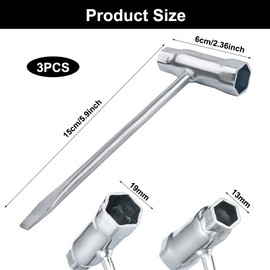 3 Stück Motorsägenschlüssel Kettensägen Schlüssel, 13x19 mm Zündkerzenschlüssel Rasenmäher, T-Förmig Schraubenschlüssel, Kombischlüssel Motorsäge Kerzenschlüssel für Motorsägenmäher, Bürstenschneider