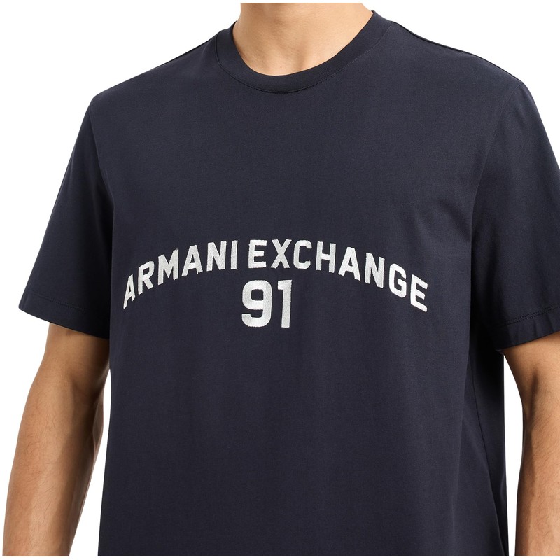 Armani Exchange Men's Big Embroidered Logo, Regular Fit, Blue, XXL