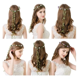 Awaytr - 2 Diademas De Moda Tipo Guirnalda Con Flores, Estil