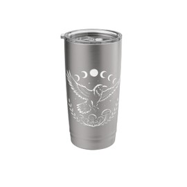 Raven Crow Cottagecore Witchcore Mystical Moon Blackbird Stainless Steel Insulated Tumbler