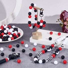 PH PandaHall 560pcs Acrylic Beads 12mm Craft Beads Round Beads Acrylic Balls Chunky Beads Plastic Spacer Beads Loose Beads for Fishing Jewellery Making DIY Craft Supplies White/Black/Red