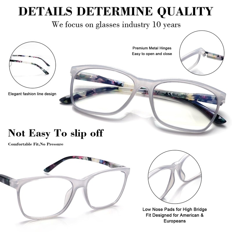 CLASAGA 4 Pack Progressive Multifocus Reading Glasses for Women Men