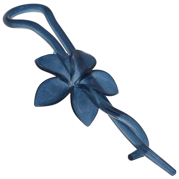 Camila Paris CP3194 French Hair Barrette Pin Clips for Girls, Flower, Blue, No Metal Parts, Strong Hold Grip Hair Clips for Women, No Slip and Durable Styling Girls Hair Accessories, Made in France