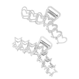 Sacina 2PCS Gothic Punk Metal Hair Clips – Star & Heart Shape Claw Clips for Women Girls, Zinc Alloy Large Hair Accessories for Goth Emo Y2K Aesthetic