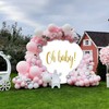 Jditngp Round Backdrop Cover Oh Baby 7.2ft, White with Gold