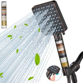 Cobbe Filtered Shower Head with Handheld, High Pressure 6 Spray Mode Showerhead with Filters, Water Softener Filters for Hard Water - Remove Chlorine - Reduces Dry Itchy Skin, Oil Rubbed Bronze