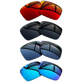 MYCOURAG 4 Pairs Replacement Lenses for Oakley Fuel Cell OO9096 Sunglasses - Solid Black+Titanium+Ice Blue+Fire Red