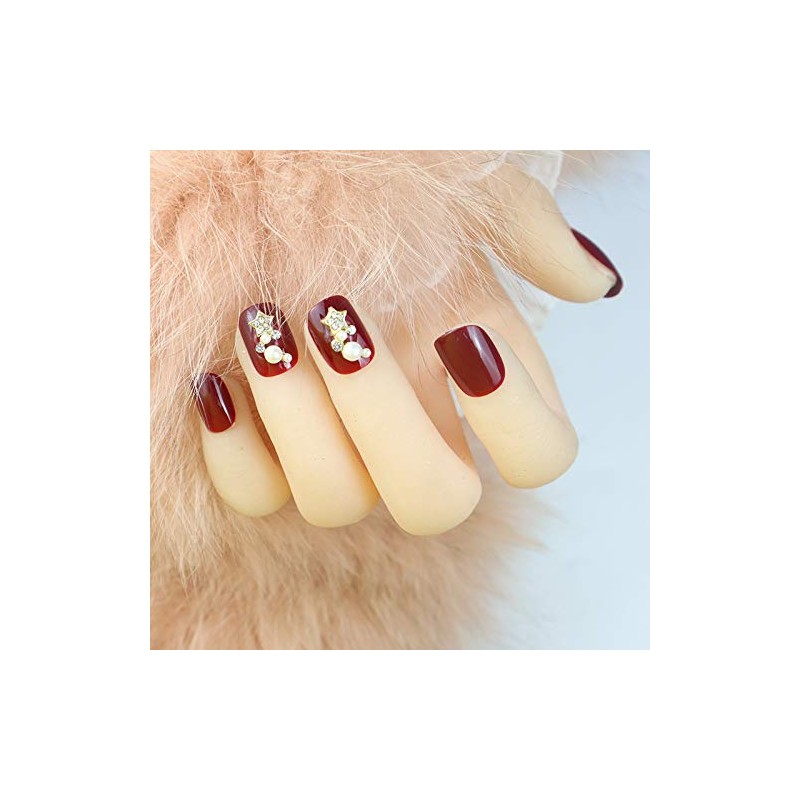Set of 24 Nails Nail Tips False Nails Wine Star