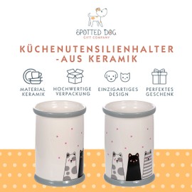 SPOTTED DOG GIFT COMPANY - Kitchen Utensil Holder - 16 x 11 cm - Cat Motif Gift for Cat Lovers
