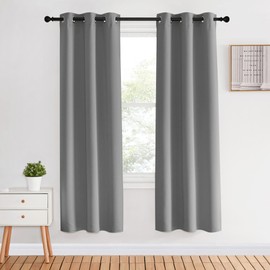 Nicetown Cortinas opacas para ventana, 86 cm de ancho x 178 cm de largo, 2 paneles, ojales superiores, oscurecimiento de habitación, aislamiento térmico, recámara, sala de estar, color gris plateado