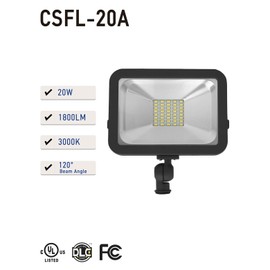 CEA LED Flood Light 20w,3000K,Warm White,lP 65 Waterproof, UL Listed,Knuckle Mounting,Outdoor Lights for House,Backyard Lights Outdoor, Patio (Black)