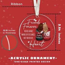 TUMSHANIP Best Friend Christmas Ornaments - Bestie Friendship Christmas Ornament - Gifts for Friends Female - Friendship Gifts for Women Friends - Acrylic Ornaments