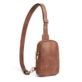CORALDAISY Crossbody Bags for Women Small Sling Bag Fanny Packs for Women Cross Body Purses Belt Bag Leather Chest Bag Gifts, Brown