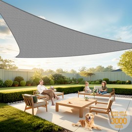 Artpuch 9'X9'X12.7' Light Grey Triangle Sun Shade Sail HDPE UV Block - Outdoor Shade Canopy, Windproof & Breathable for Patio Garden Backyard Pool (We Make Custom Size)