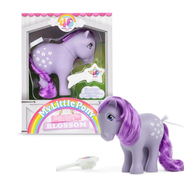 My Little Pony, Blossom Classic Pony, Basic Fun, 35321, cavallo regalo rétro per bambine e bambini, unicorno giocattolo per bambini e bambine dai 3 anni in su