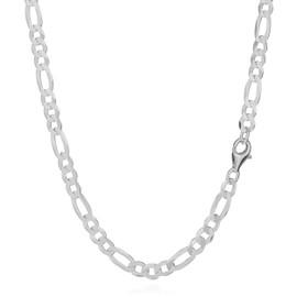 NKlaus Figaro Curb Chain Necklace 50 cm 925 Silver Super Flat 5 mm Wide Women's Chain 15702, Sterling Silver