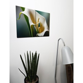 Calla Lily Close-Up Abstract Wall Art - A4 Dual Panel MDF Wood Print in Soft Pastels Canvas Alternative 40 x 30cm