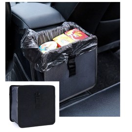Miytsya Pack-1 Hanging Car Trash Bag Can Premium Waterproof Litter Garbage Bag Organizer 22*22*14.5CM (Black)