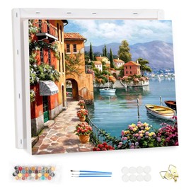 MEIYUDA Paint by Numbers Adults with Frame, Landscape by the Sea, DIY Set, Hand-Painted Oil Painting Kit for Beginners and Adults, with 3 Brushes and Acrylic Paint, Gifts and Home Decoration, 40 x 30