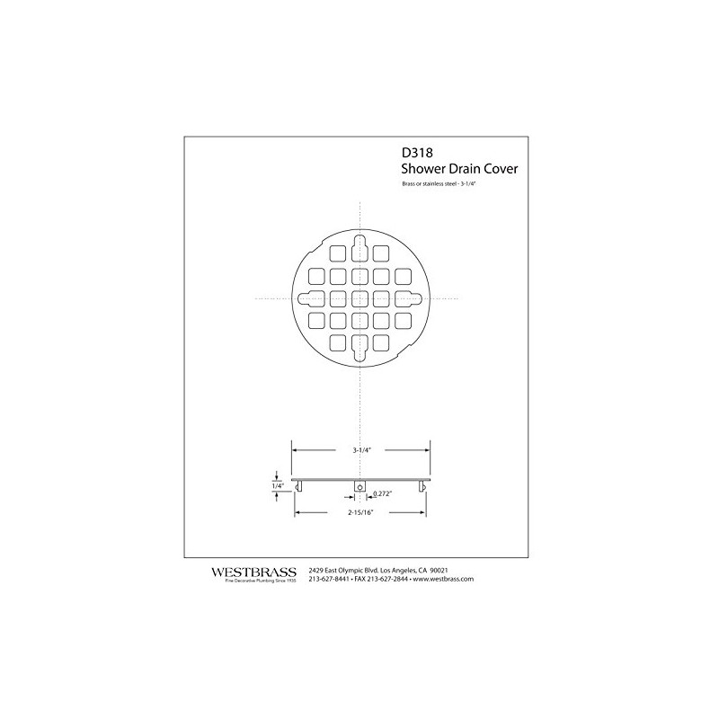 Westbrass Casper Snap-in Shower Strainer, Polished Chrome, D318-26