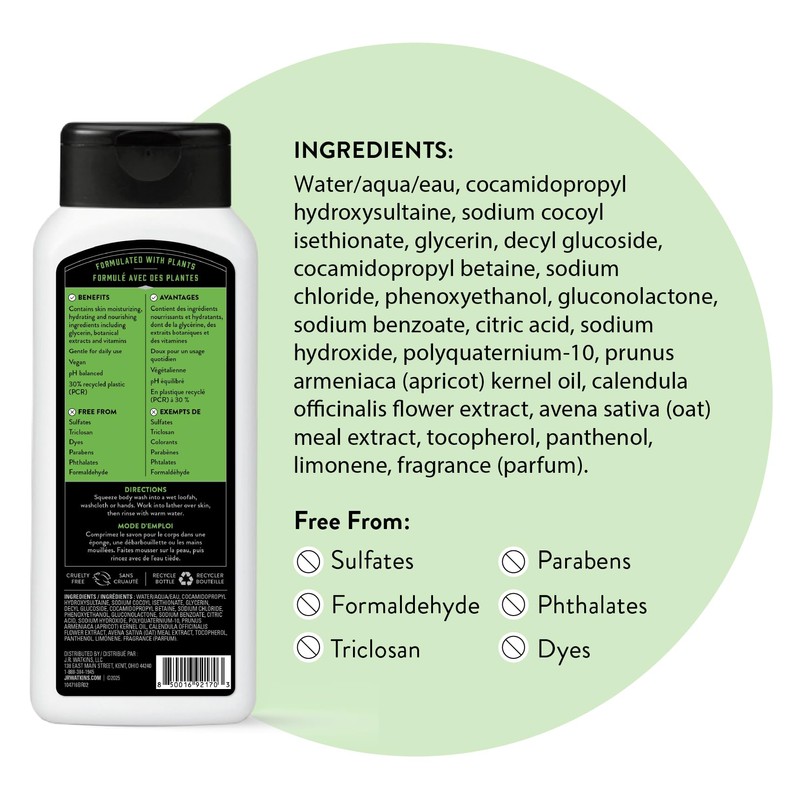 J.R. Watkins Body Wash Men's Wintergreen and Spruce, 18 fl