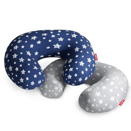 2 Pack Nursing Pillow Cover Grey and Navy for Infant, Snug Fits Boppy Nursing Pillows, Breastfeeding Nursing Pillow Slipcovers Super Soft, for Breastfeeding Moms, Navy & Gray Star