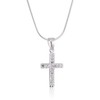 Vinani AKS-S Narrow Cross Pendant with White Zirconia and Snake