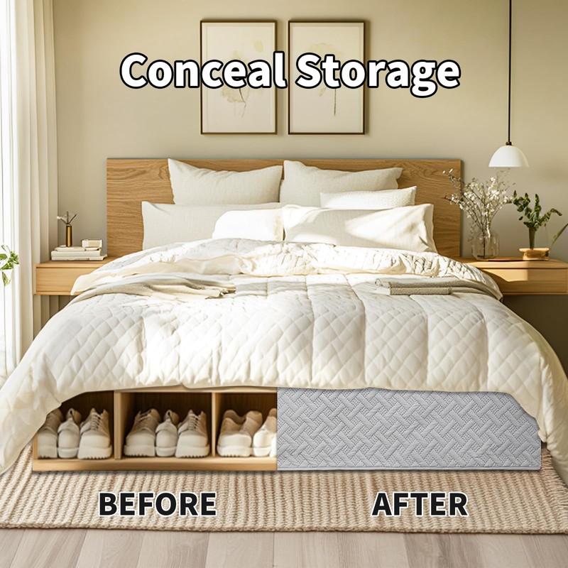 JIHAZ Bedding Queen Bed Skirt,Easy Fit with 14 Inch Tailored