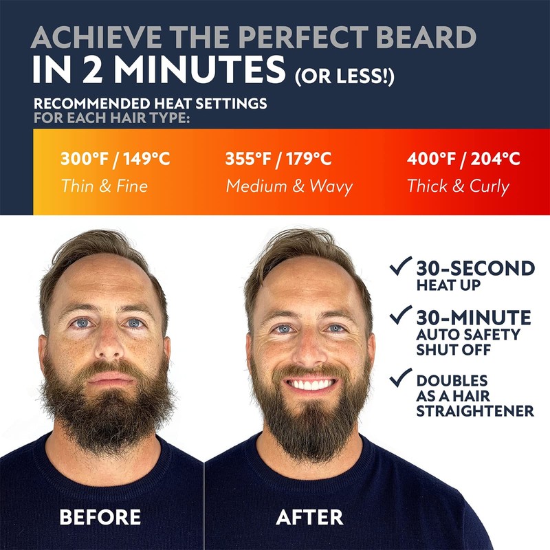 Beard straightener of men - straightening brush, original heated beard