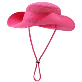 Connectile Unisex Outdoor Mesh Safari Hat, Solid, Wide Brim, UV Protection, Sun Protection, Fishing Cap, rose red