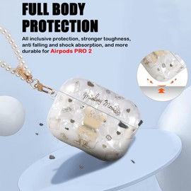 Glitzernd Hülle für Airpods Pro 2 Generation mit Perle Schlüsselanhänger für Mädchen, Sparkle Schutzhülle für Airpods Pro 2 mit Niedliches Anime Cartoon-Muster, Anti-Rutsch Kratzresistent Sturzschutz