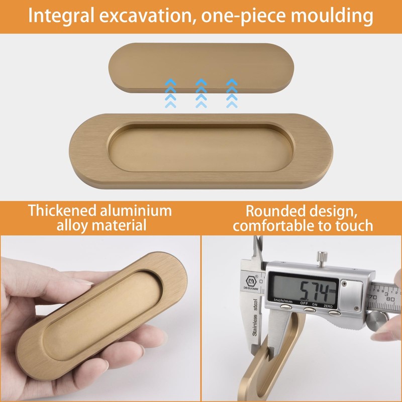 MOROBOR Self-Stick Oval Sliding Door Pulls, 2pcs Aluminum Alloy Hidden