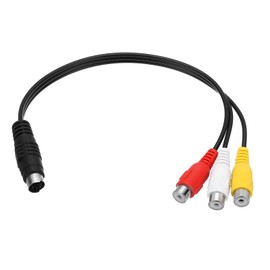 sourcing map S Video Cable 0.8ft, 4 Pin S-Video Male to 3 RCA Female Composite Adapter Converter Transfer for TV Receiver Monitor