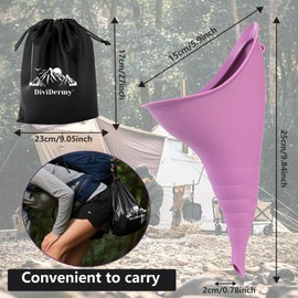 DiviDermy Urinella für Frauen, Wiederverwendbare Urinella, Tragbares Frauenurinal, Faltbarer Urinal Mit Verlängerungsrohr, Frauenurinal für Camping, Reisen, Wandern, Bergsteigen, Lila
