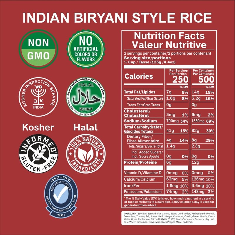 Eat Regal Gourmet Indian Biryani Style Rice, Ready-to-Heat Cups, 8.8
