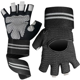 VOUSXLLEZ Fitness gloves, training gloves for men and women, gym sports gloves for weightlifting, strength sports, cycling, pull-ups (black, L)